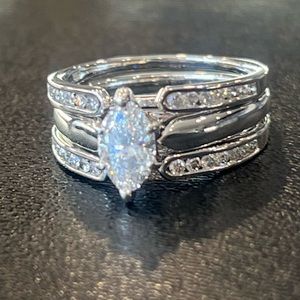 14 Karat White Gold Engagement Ring & Wedding Band